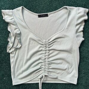 21 Saints Light Green Ruched Crop Top